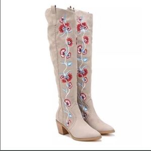 Carlos Santana Embroidered Faux Suede Boots